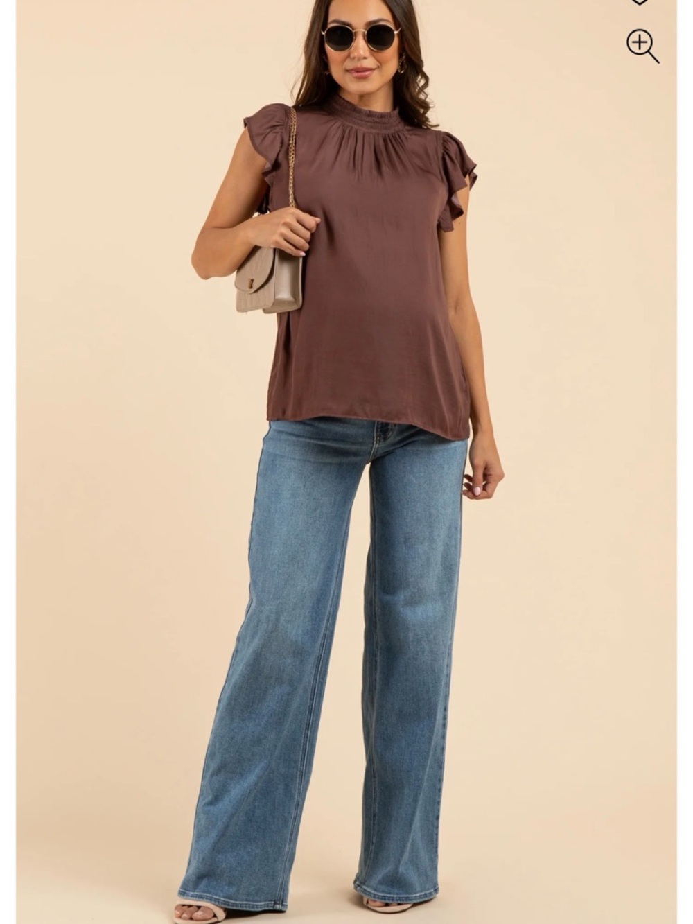 Pinkblush Wide Leg Dark Wash Maternity Jeans.